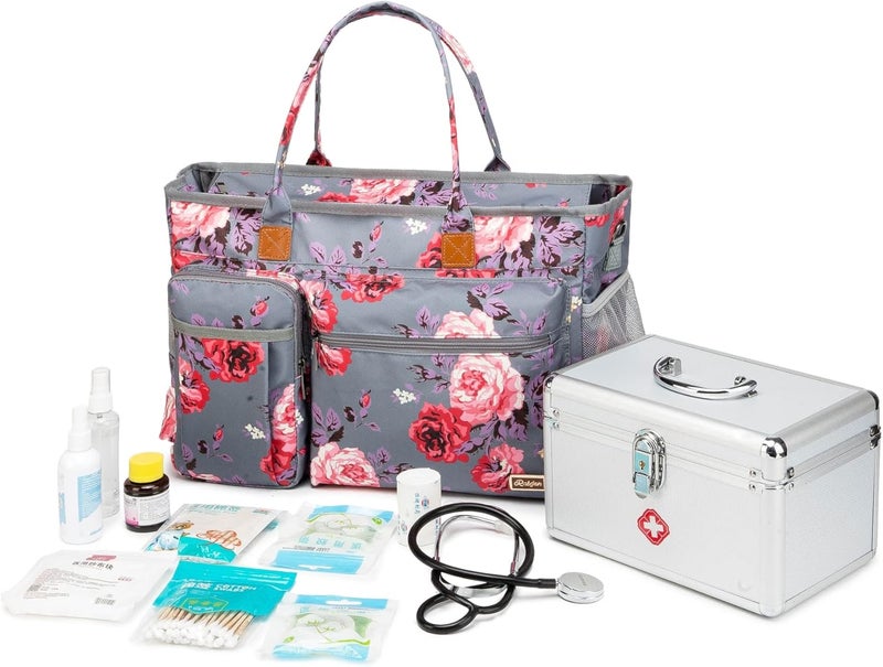 Rabjen Nurse Tote Bag for Work with Padded 15.6” Laptop Sleeve, Medical Supplies Shoulder Bag for Home Health Care - Image 2